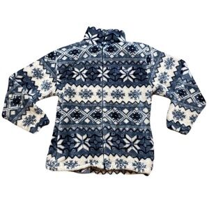 Vintage Ocean East Sportswear Full Zip Thermal Snowflake Pattern Mt Rose Medium